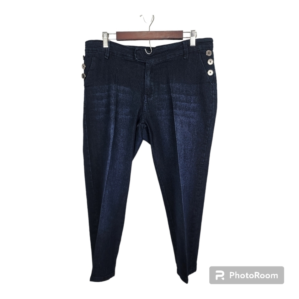 Salt Works Med Rise Crop Dark Wash Jeans Size 14